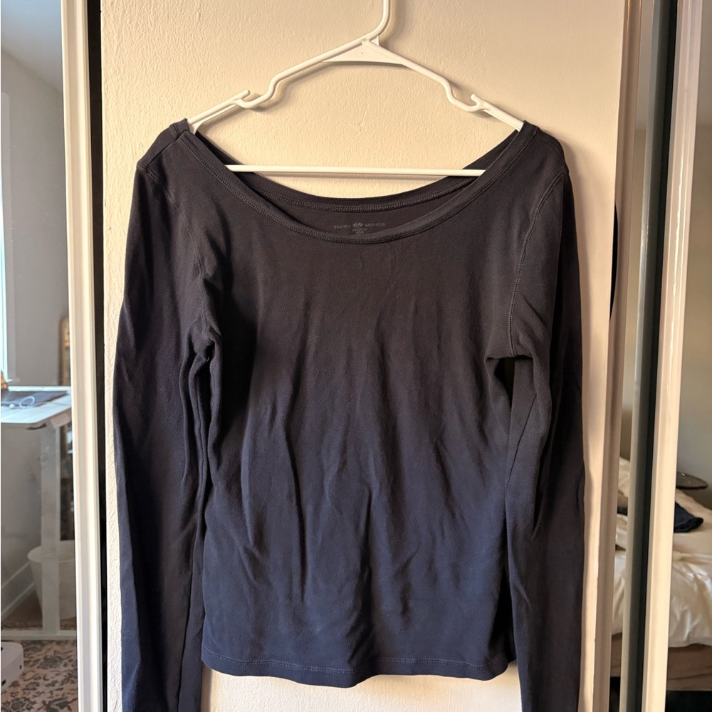 Brandy Melville Black Long Sleeve Boatneck Top